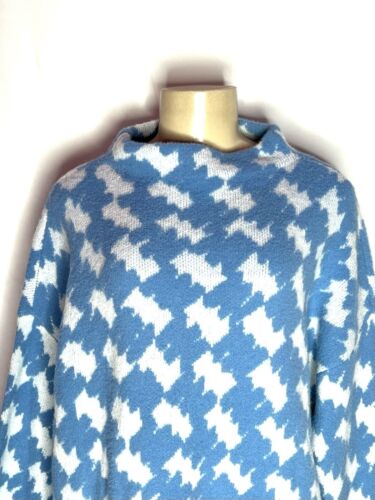 ANN TAYLOR BLUE WHITE GEO PRINT MOCK NECK LONG SLEEVE SWEATER SIZE XL - Picture 2 of 3