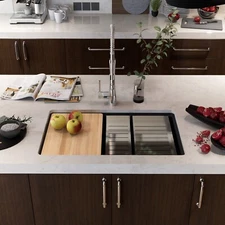 Highpoint Collection 30 Inch Granite Composite Dual Mount Workstation Sink