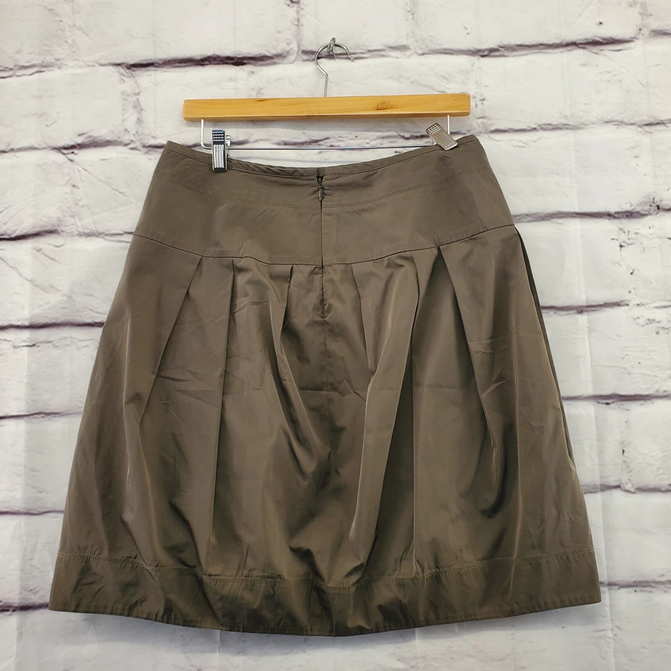 Falda Burbuja LIDA BADAY 8 Cremallera Trasera Hasta la Rodilla Marrón Bolsillos Plisados Foto 3 de 4