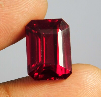 Natural 20.00 Ct Mozambique Blood Red Ruby Certified Emerald Cut Loose Gemstone