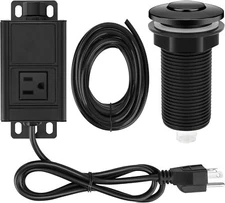Kitchen Garbage Disposal Sink Top Air Switch Kit Brushed Single Outlet US Plug