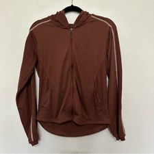 Exofficio Insect Shield Brown Full Zip Light Weight Hooded Jacket Size M Medium