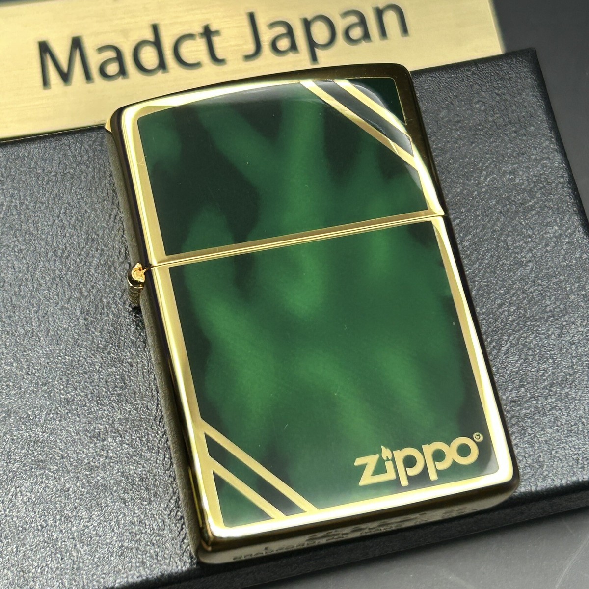 Zippo Oil Lighter Marble Gold Green Logo Regular Case Japan | eBay