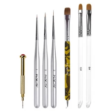 Nail Art Kolinsky French Brush with Dotting Pen Nail Gel Liner Brush Drawing Set