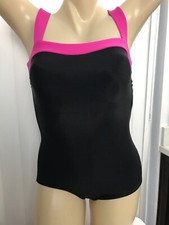 Swimming Suit Jantzen Size 6 One Piece Black Fucsia Bathing Suit Full Coverage
