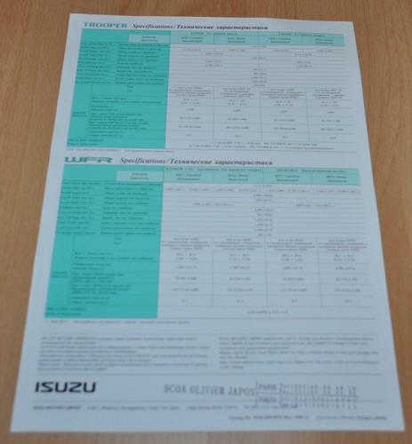 Isuzu Trooper 4WD WFR Midi Brochure Prospekt Russian Edition - Picture 2 of 2