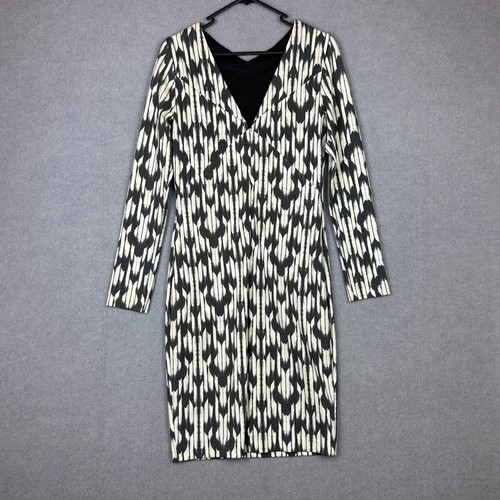 Talulah Dress Womens Large Black White Geometric Rayon Blend Slimming Stretch - Picture 2 of 7