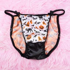 HALLOWEEN Satin Panties Sissy DUCHESS Orange Cats Spiders ladies string bikini