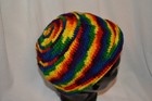 Hand crafted bright multicolored crochet acrylic unisex medium size cozy cap — photo 2