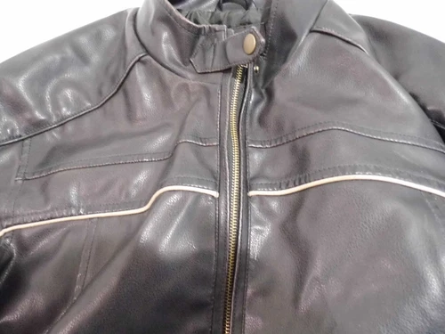 Coat Vintage  Decoded Black Vegan Leather Men's Jacket Lined Biker style Large image 16