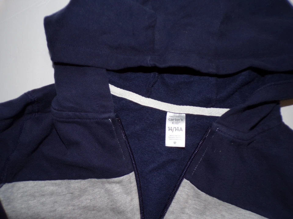 Boys Size 14 Carter's blue Sweat outfit full zip hoodie & Cargo sweatpants R1by - Image 3 of 4