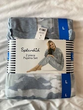 Splendid 2 Piece Pajama Set Blue Camo size Large NEW