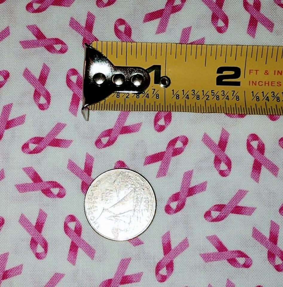 Fabric Breast Cancer Pink Ribbons on White ELIZABETH Cotton 1/4 Yard 407 - Image 3 of 3