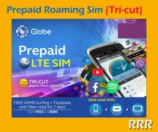 2 Pieces PRE-ACTIVATED GLOBE Philippines International ROAMING Sim Card FREE SHP