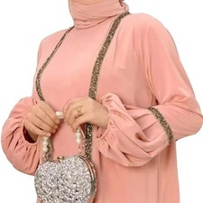 Dubai Abaya Muslim Women Long Dress Kaftan Set Open Cardigan Kimono Dubai Robe