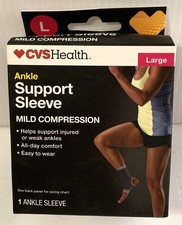 CVS ANKLE SUPPORT SLEEVE L NEW Large Mild Compression ALL DAY COMFORT Easy Wear