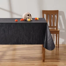 Holiday Halloween Gothic Chloride-Free PEVA 60 x 102 Rectangle Black Tablecloth