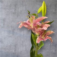 Artificial Tiger Lily Large Stem Long Silk Flower Spray Realistic Faux Floral