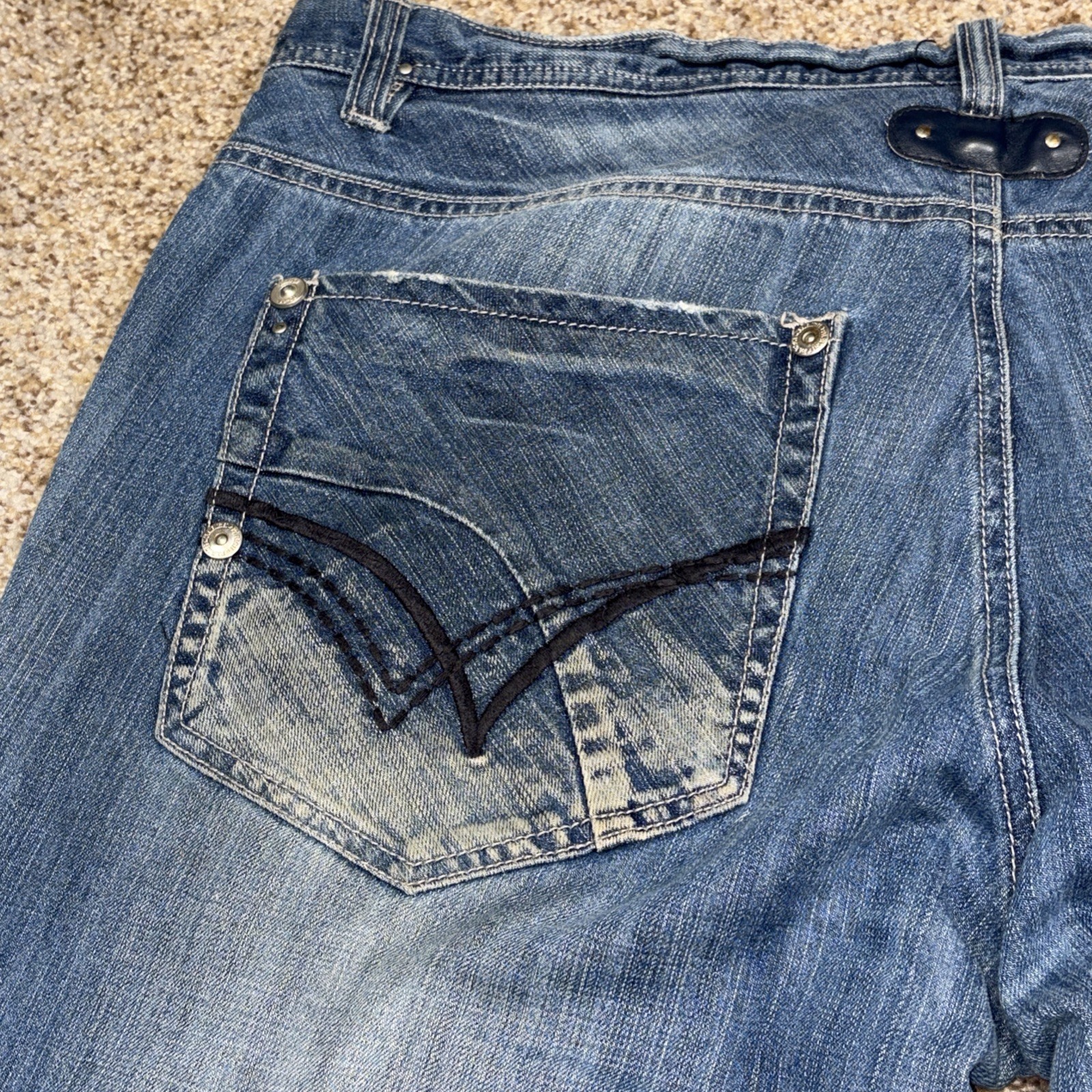 Parish Nation Baggy Hip Hop Jeans Button Fly Size 38 Fits 38 X 32.5 - View 16