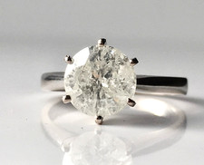 18ct White Gold 2ct Natural Diamond Solitaire Engagement Wedding Ring