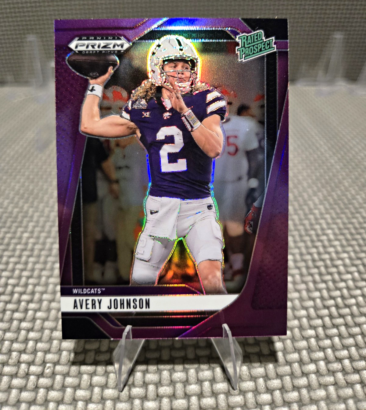 Panini 2025 Prizm Draft Picks Avery Johnson #29 Purple Prizm /99 RC KSU