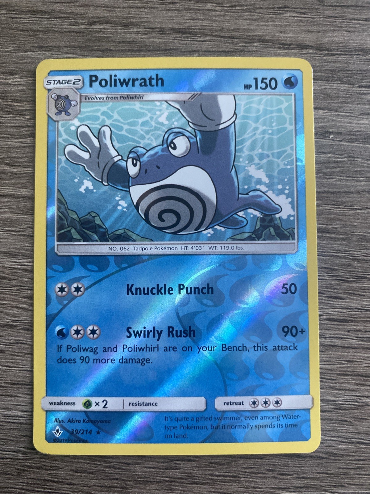 Pokemon Unbroken Bonds Poliwrath Reverse Holo Rare Card 39/214 LP