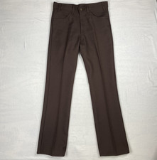 Vintage Levi's Sta-Prest Brown Pants Men's 32x33 Made in USA Polyester Black Tab
