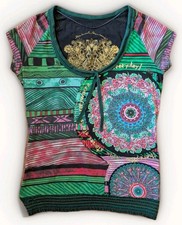 Desigual Y2K Graphic Top Womens L Mandala Psy...