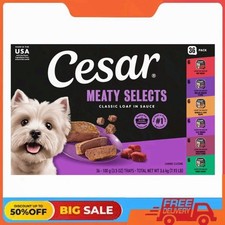 Cesar Loaf in Sauce Poultry  Beef Adult Wet Dog Food Variety, 3.5oz Trays, 36Ct