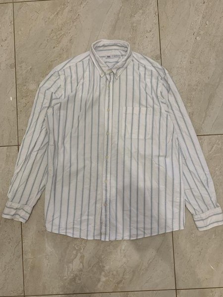 Men ZARA Shirt White Cotton 42 / XL / 50