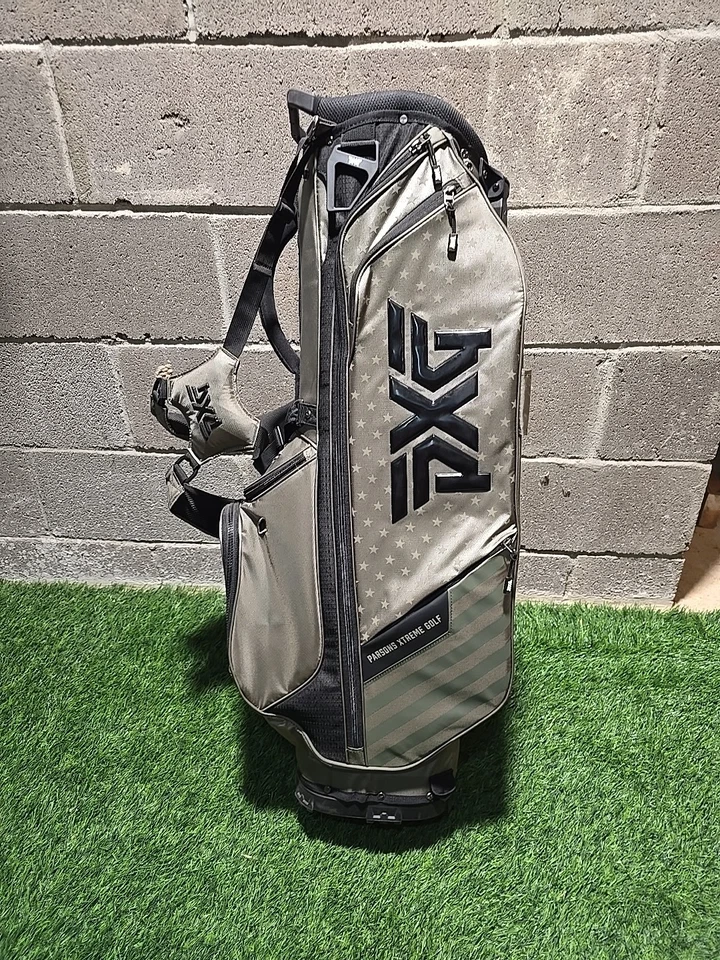 Bolso de pie PXG verde diseño bandera americana como nuevo 4 vías con cubierta de lluvia 35" de alto B#2 Foto 2 de 4