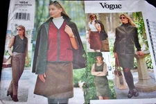 Vtg Vogue Pattern 1854 Dress Jacket Vest Skirt Pants Miss/Petite 14-18 Uncut
