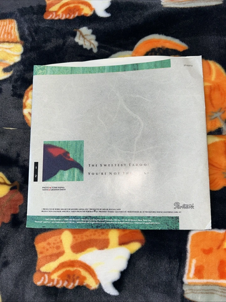 SADE "The Sweetest Taboo"/"You're Not The Man" Picture Sleeve Record Vinyl 45 EX - Image 2 of 2