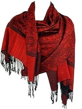 Silver Fever Jacquard Paisley Pashmina Shawl Scarf Stole