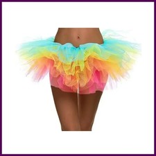 Women Tulle Puffy Mini Skirt 5 Layer Ballet Dance Party Performance Costume