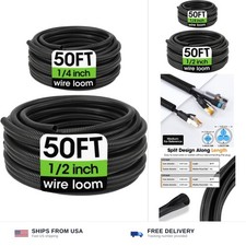 Wire Loom 1/4", 1/2 Inch x 50 FT, Split Wire Loom Tubing Wire Conduit, Cable ...