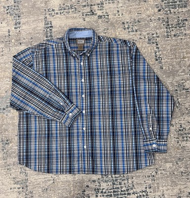 C.E. Schmidt Workwear Button Up Long Sleeve Mens 3X Shirt Blue Plaid 60/40