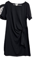 Women’s Little Black Dress Sz Lg  Pull On Dress Side Tie Knit NWT Casual Dressy