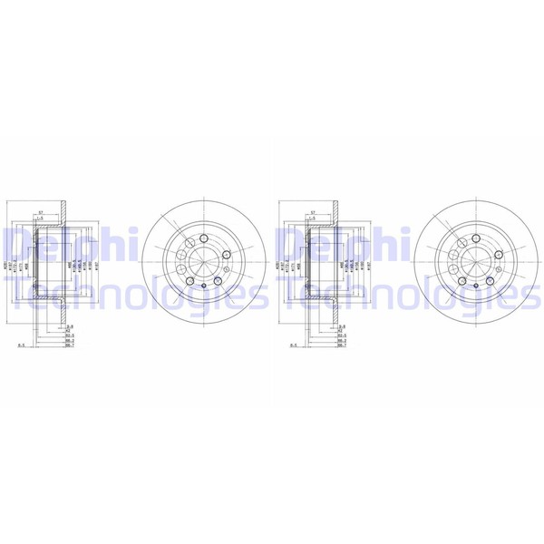 2X Delphi Bremsscheiben 281Mm Voll Hinten Passend FÜR Volvo 240 260 740 760 780-image