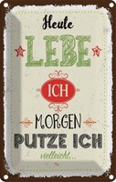 Blechschild 30X20 Cm Heute Lebe Ich Morgen Putze Spruch Zitat Deko Geschenk Meta