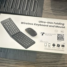 Ultra-thin Folding Wireless Keyboard Mouse Bundle, Black, QWERTY English