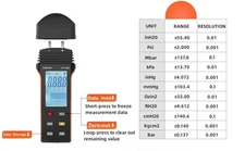 BTMETER 189A Manometer HVAC Gas Pressure Tester, Dual-Port Air Pressure Meter...