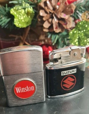 Biker Konvolut Suzuki/Winston Combo. Vintage Benzinfeuerzeuge funktionstüchtig