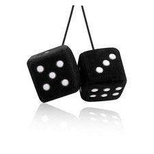 Stylish Fuzzy Dice for Car Hanging Ornament,Funny Plush Dice Rear View Black
