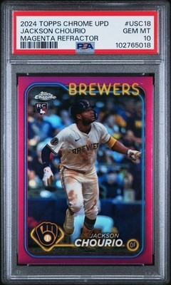 2024 Topps Chrome Update #USC18 Jackson Chourio Magenta Refractor /399 RC PSA 10