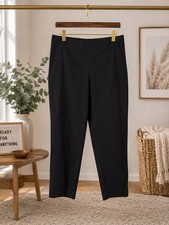 Women s Black Solid Flat Front Straight Leg Dress Pants Regular