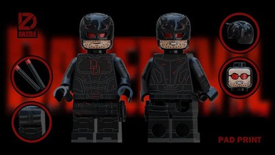 LEGO Dazzle Brick Custom Daredevil Born Again Damaged Suit Daredevil Minifigure