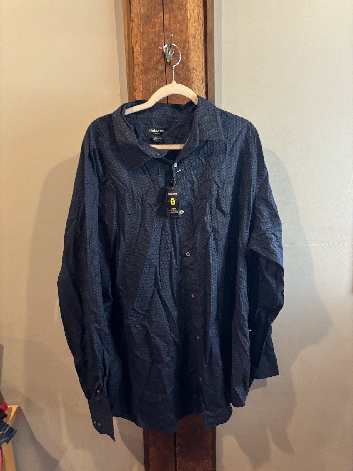 Claiborne Men’s 3XLT Stretch Button Down Shirt Long Sleeve Navy NWT