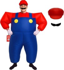 Adult Inflatable Super Mario Costume Men s Red Plumber Megamorph Blow Up Suit