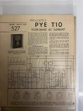 WIRELESS & ELECTRICAL TRADER PYE T10 4 BAND AC SUPERHET SERVICE SHEET 1941